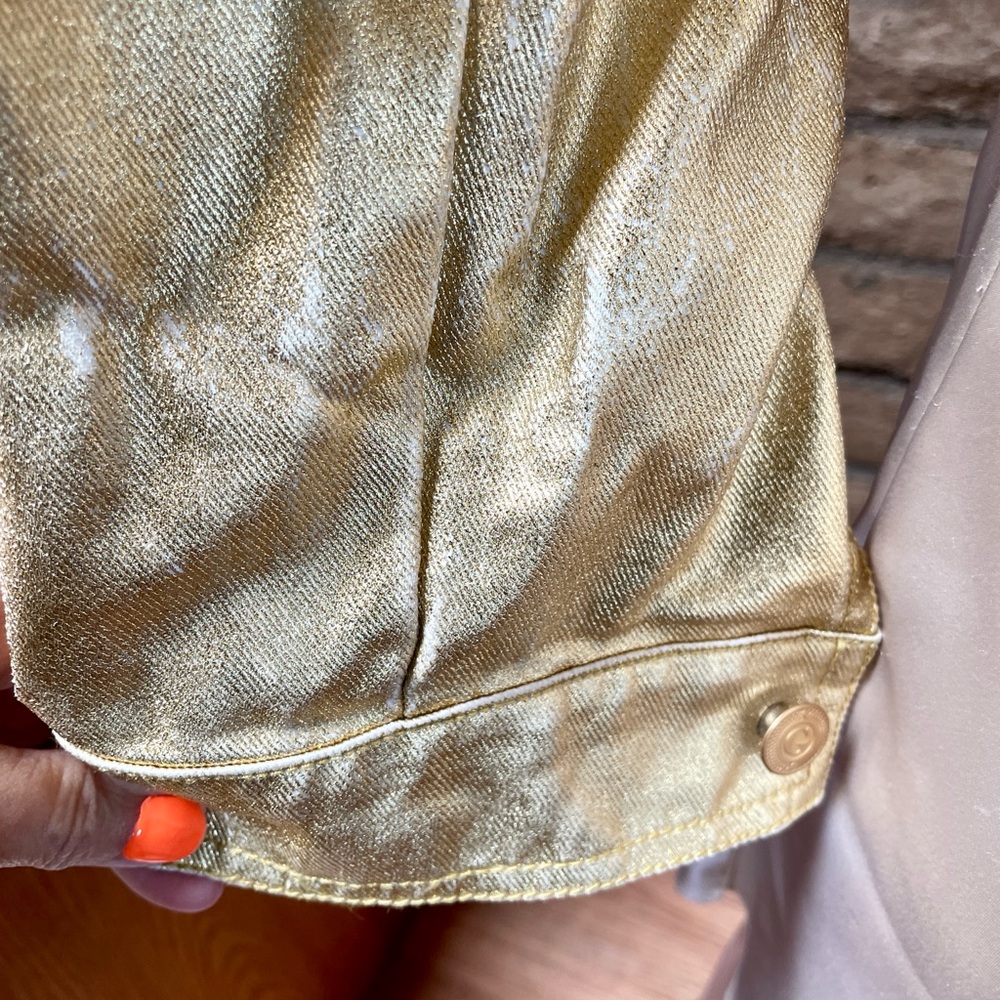 GUESS Unique GOLD Coated JEAN JACKET Size M As-Is New With Defects - Picture 13 of 16